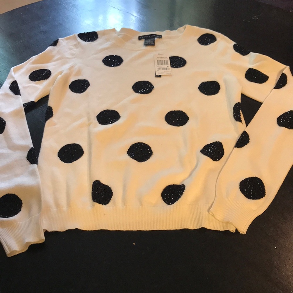 NWT Medium Black Polka Dots Lightweight Sweater